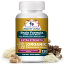Cancer Sciences Brain Supplements for Memory and Focus - 1.500mg Brain Health Mushroom Supplement for voksne & seniorer - Høj potens 40% Beta- Glucans for immunforsvar & vitaminer, 120 kapsler