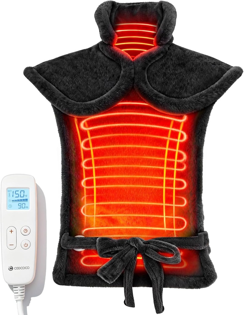 CooCoCo Opvarmning Pad for Hals og Skuldre og Tilbage, FSA Støtteberettiget varme Pad for Ryg Smerte Relief, Julegaver til kvinder Mænd Mor far, 6 Heat Indstillinger 3 Timere Auto-Off, 24 "x37", ETL Certified