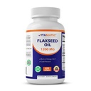 Vitamatisk Flaxseed Oil 1200 mg - 120 Softgels Cold- Pressed Flaxseed Oil med 675 mg ALA Omega-3 - Understøtter hjertesundhed & Samlet Wellness