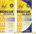 Stress & Sleep Bundle, Bach RESCUE Pearls, Natural Stress Relief [og] RESCUE Sleep flydende smelte, Natural Sleep Aid - 2-Pk, Homøopatisk Blomst Essence