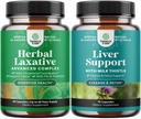Bundle af Herbal Laxative Kapsler med Probiotika og Lever Rengøring Detox & Reparation Formel - Natural Colon Detox fordøjelsessystem - Herbal Lever Support Supplement med mælk tidsel