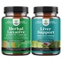 Bundle af Herbal Laxative Kapsler med Probiotika og Lever Rengøring Detox & Reparation Formel - Natural Colon Detox fordøjelsessystem - Herbal Lever Support Supplement med mælk tidsel