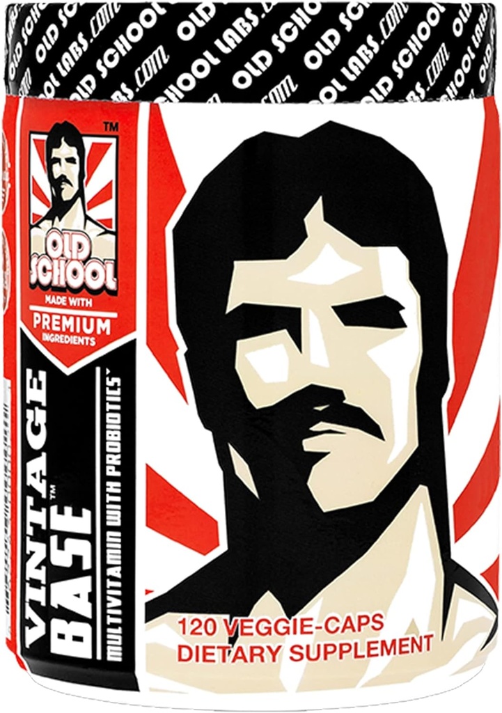 Gammel skole Vintage Base 2-in-1 Multivitamin & Probiotiske, Daglige Vitaminer & Mineraler til optimeret fordøjelse, Intestinal Flora, Immun, Vitamin D3, C, & Zink til mænd og kvinder - 120 Veggie Caps
