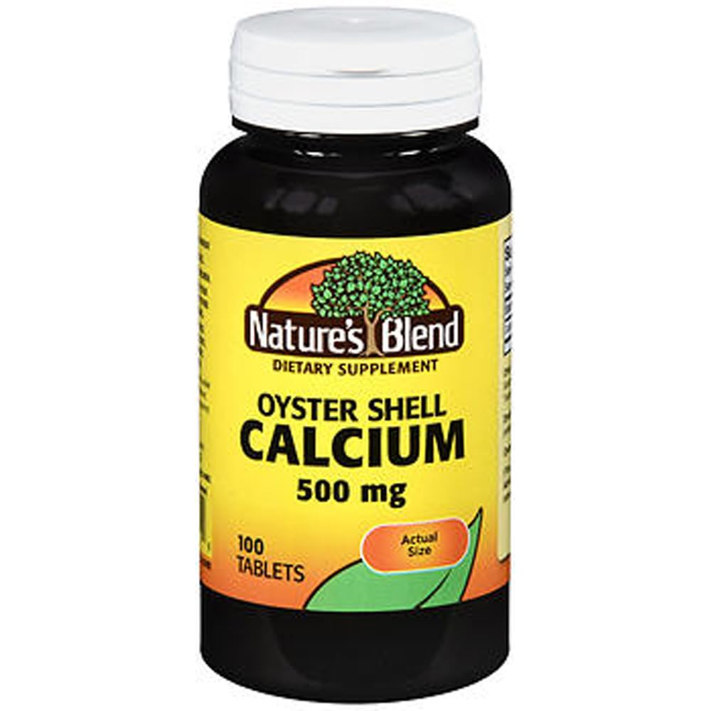 Nature 's Blend Oyster Shell Calcium 500 mg tabletter - 100 ct, pakning med 3 stk.