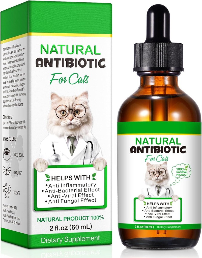 Cat Antibiotics, Antibiotics for Cats, Natural Cat Antibiotics Multivitamin Herbal Supplements 60ml