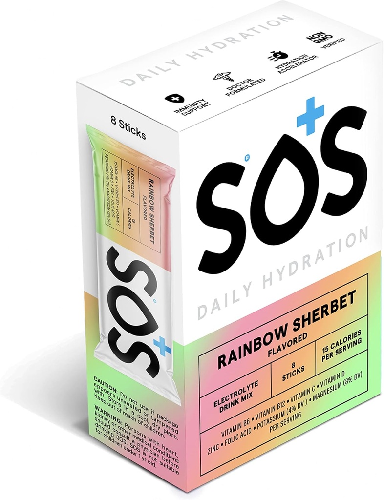 SOS Hydration Electrolyte Powder Stick Packs Note 124; Low Sugar