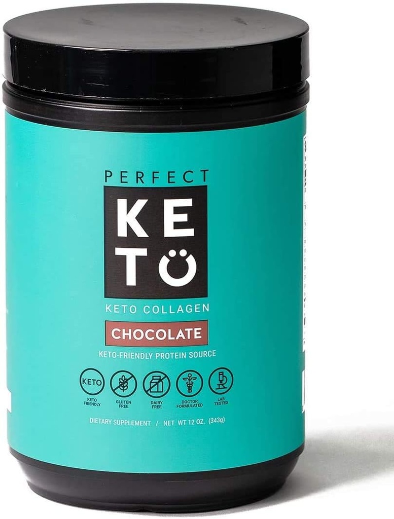 Perfekt Keto Collagen Protein Powder med MCT Oil - Grassfed, GF, Multi Supplement, Bedste til Ketogene Diets, Brug som Keto Creamer, i kaffe og shakes til kvinder og mænd
