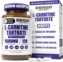 Benevolent L Carnitin Supplement - høj potens 1500mg L- Carnitin tartrate - hurtig Absorbing, Konverter fedt til energi, Support Lean Muscle, Boost Workout Performance & Metabolisme - 120 Veganske kapsler