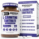 Benevolent L Carnitin Supplement - høj potens 1500mg L- Carnitin tartrate - hurtig Absorbing, Konverter fedt til energi, Support Lean Muscle, Boost Workout Performance & Metabolisme - 120 Veganske kapsler