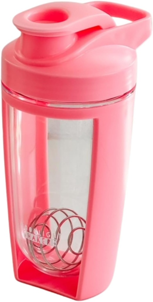 Moonlight Makers Cute 16oz Protein Shaker Flaske med stål Whisk Ball - Læbefast, Opvaskemaskine Safe Gym Flaske, Rykker Cups til Protein Shakes & Preworkout Drikker Mixer Cup, Fitness Gaver - Pink