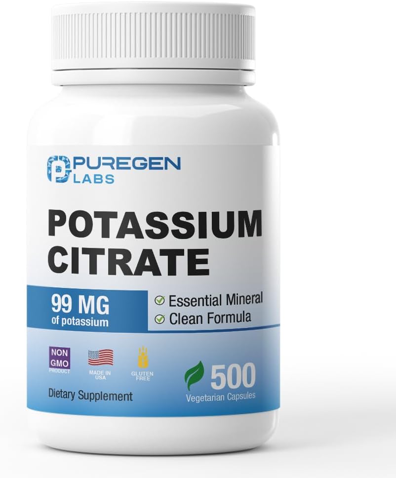 Puregen Labs Kalium Citrate 99 mg af Elemental Kalium Supplementet 124; No Farlig Additiva