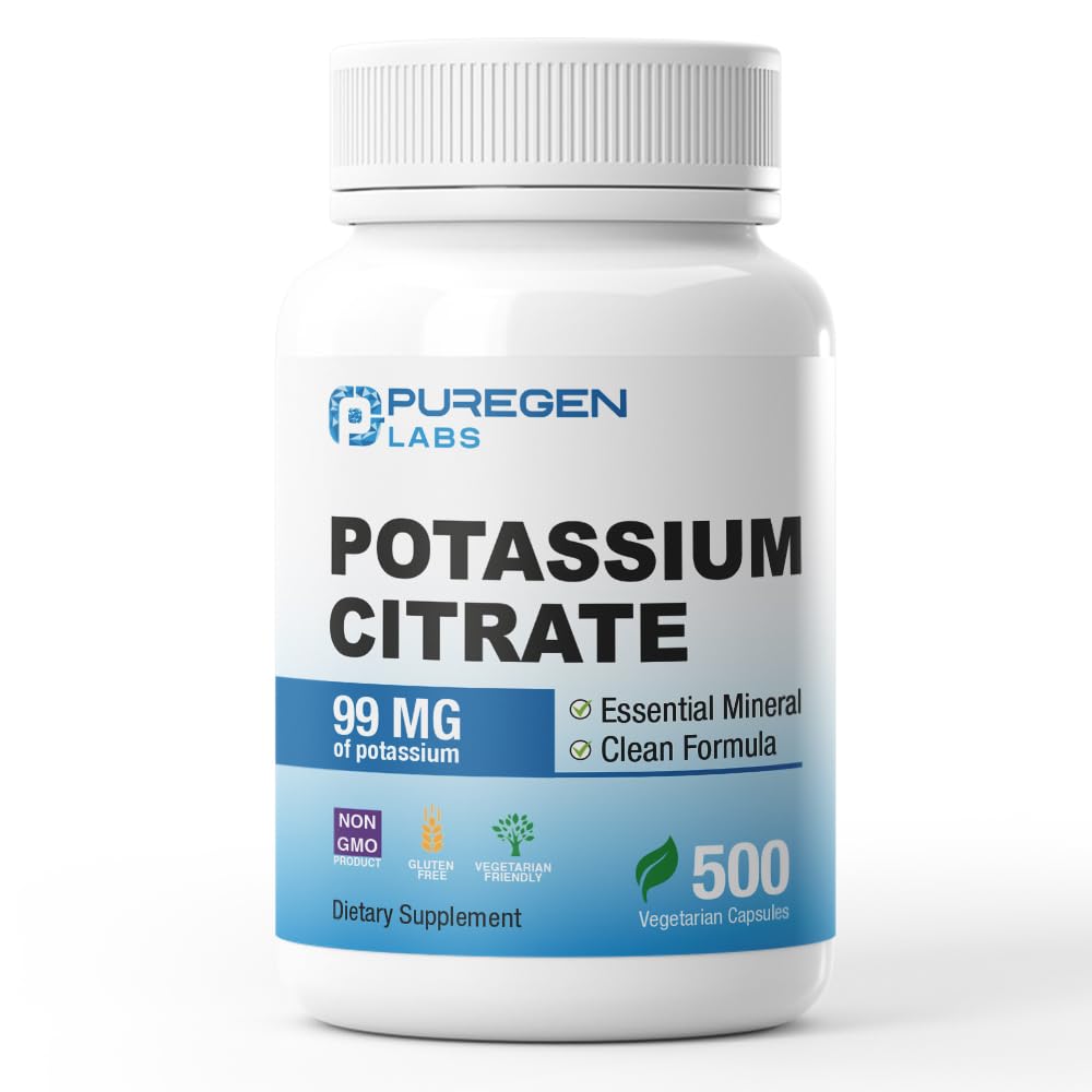 Puregen Labs Kalium Citrate 99 mg af Elemental Kalium Supplementet 124; No Farlig Additiva
