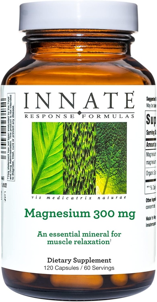 INNAT Respons Formulas Magnesium 300 mg - Mineral supplement til muskelafslapning - Vegetarisk og Gluten- Free - 120 kapsler (60 Servering)