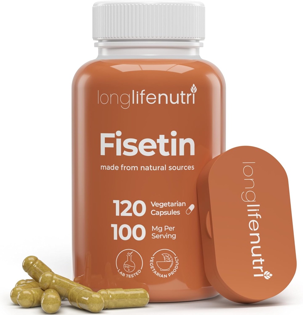 Fiskein 100 mg - fra Rhus Succedanea Stem Extract, 120 Vegetariske Kapsler, Senolytisk supplement til Aging & Longevity, 4-måned Supply, Organic, GMP Certified, Made in USA