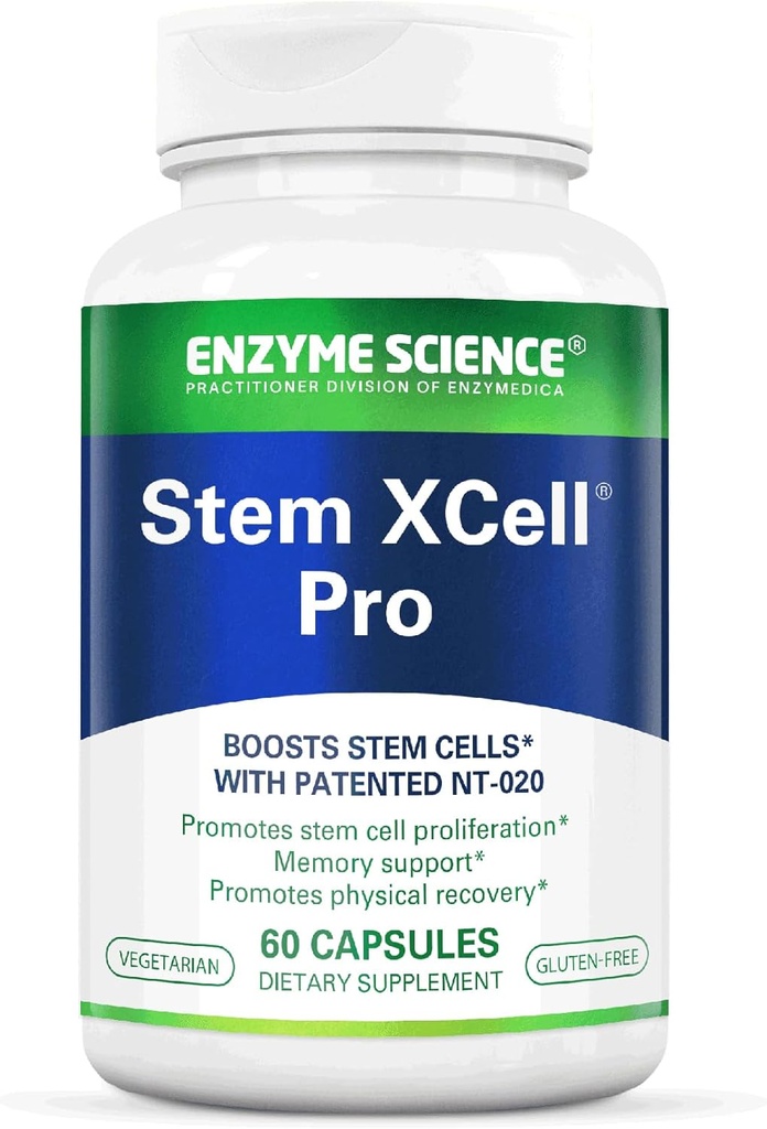 Enzyme Science, Stem XCell Pro, Antioxidant Support til Cellular & immunforsvar, Stem Cell Health Supplement, 60 kapsler