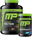 Muscle Pharm Combat 4LB chokolade protein og MusclePharm Assault Blå Raspberry Pre- træning
