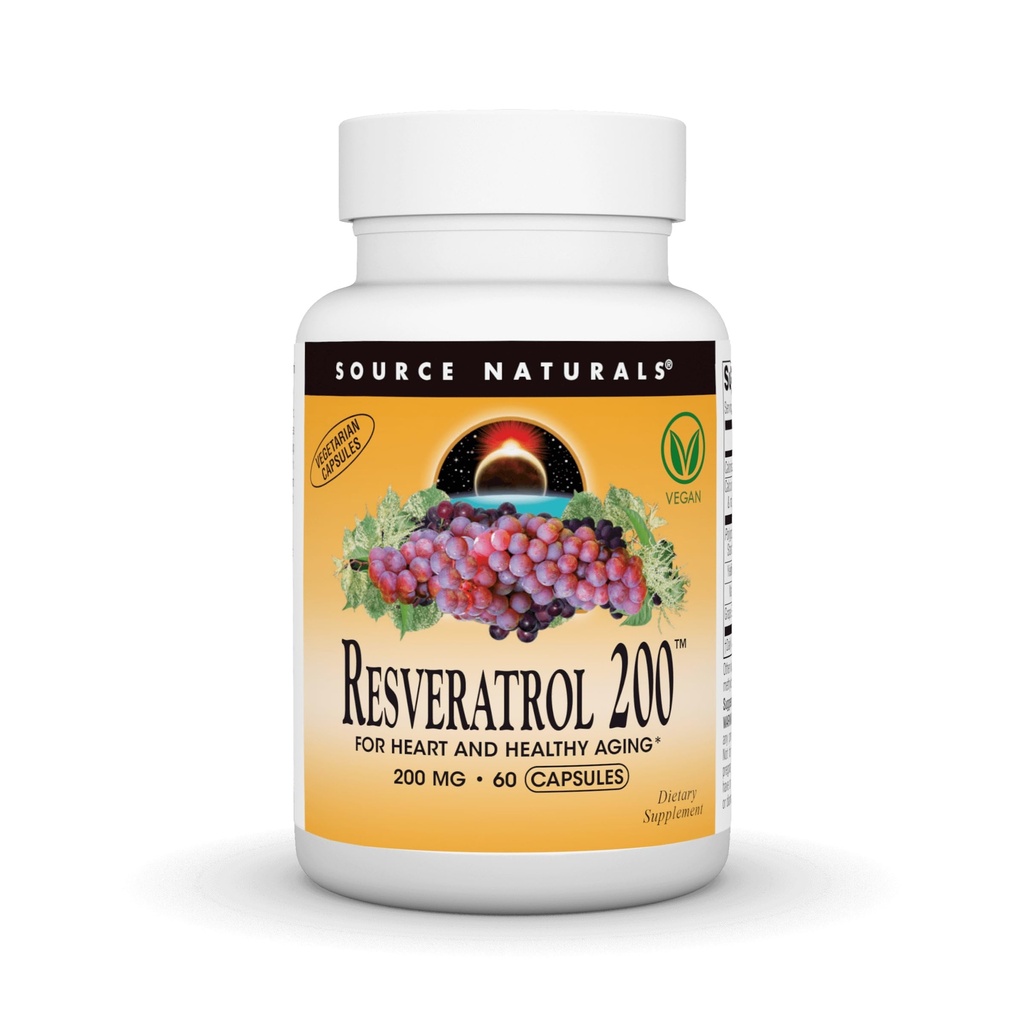 Kilde Naturals Resveratrol, for hjerte og sund aldring * - 200 mg- 60 Vegetariske kapsler