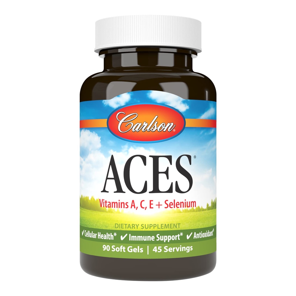 Carlson - ACES, Vitaminer A, C, E + Selenium, Cellular Health & Immunsupport, Antioxidant, 90 Softgels
