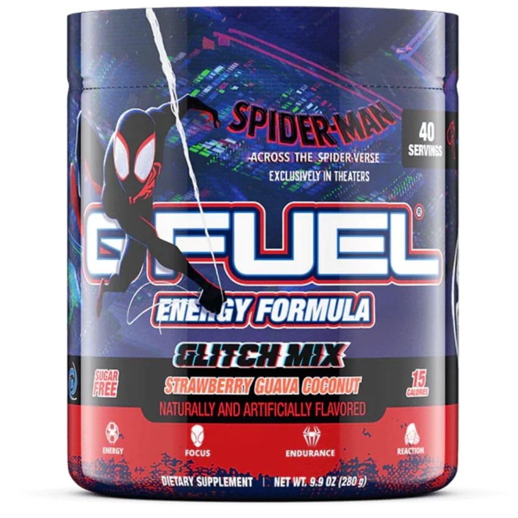 G Brændstof på tværs af edderkoppen-Verse Energy Drink Powder, Pre Workout Koffein Mix for Gaming, Focus Amino, Vitamin + Antioxidanter, 9.9oz (Jordbær Guava kokos, 40 Servere)