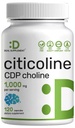 Citicolin CDP Cholin, 1000 mg per servering, 120 kapsler - Ekstra styrke Cholin kosttilskud - Nootrop B Vitamin Egenskaber - fremmer hjerne sundhed, hukommelse, & fokus - ikke-GMO