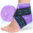 Atsuwell Ankle Ice Pack Wrap, Genanvendelig Gel Ice Cold Packs til Ankle Foot Heel, Foot Ice Wrap med Soft Plush Lining, Cold Compress Terapi for lindrende ubehag, Lilla