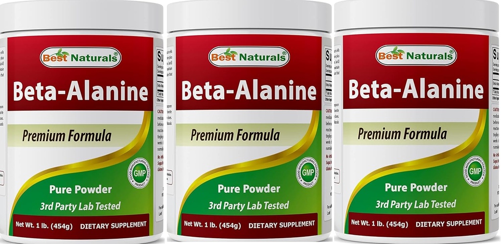Bedste Naturals Beta Alanine Pure Powder 1 Pund (1 LB (pakke med 3))