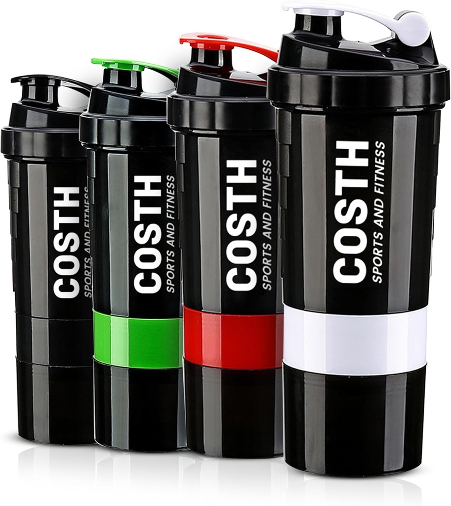 17 Oz Multisegment Shaker Flaske med 4- Pack Set Note 124; BPA- Free, Bladsikker, Protein Mixer & Supplement Opbevaring