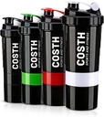 17 Oz Multi-Compartment Shaker Bottle with 4-Pack Set | BPA-Free, Leakproof, Protein Mixer & Supplement Storage