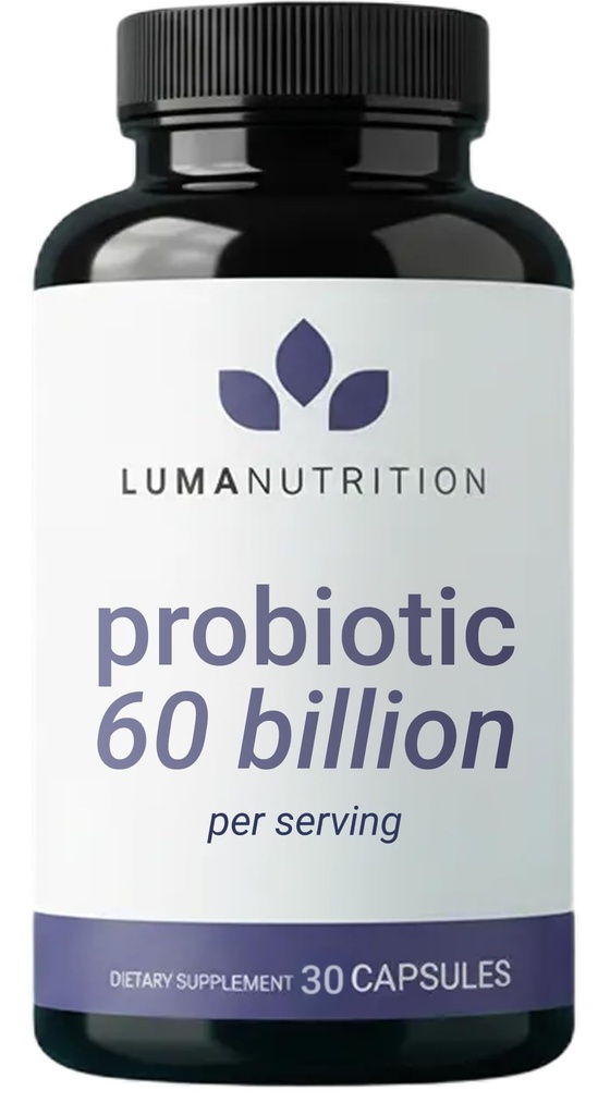 Luma Nutrition Probiotika 60 milliarder CFU med Prebiotika - Probiotika til kvinder og mænd - Formuleret til fordøjelsessygdomme - Vegan & Gluten- Free - 60 kapsler