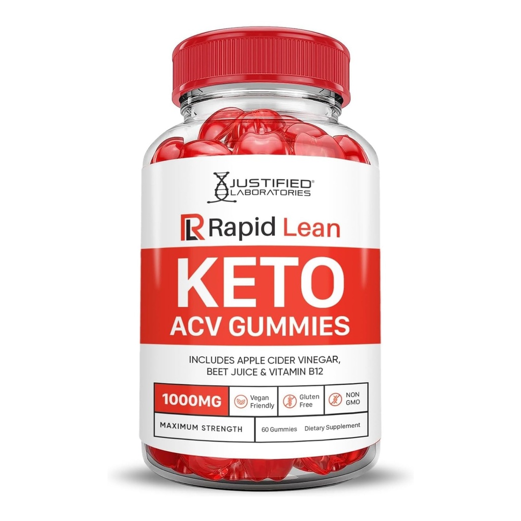Justified Laboratories Rapid Lean Keto ACV Gummies (1000 mg) - 60 Count, Pack of 2 - Formulated with Apple Cider Vinegar, Folate & Vitamin B12 - Non-GMO, Vegan, Gluten Free - 60 Servings