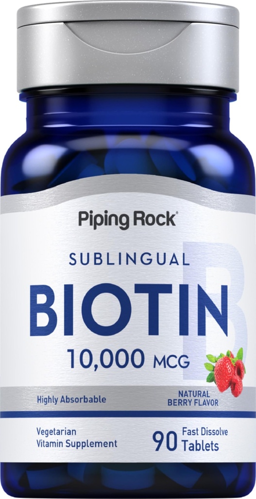 Piping Rock Biotin 10000mcg Fast Dissoll Tablets Decl. 124; 90 Greve Decl. 124; Berry Flavor Sublingual Pills