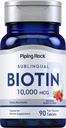 Piping Rock Biotin 10000mcg Fast Dissoll Tablets Decl. 124; 90 Greve Decl. 124; Berry Flavor Sublingual Pills