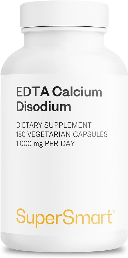 Supersmart - EDTA 1000mg per dag - Calcium Dinatrium EDTA Supplement - 124; Non- GMO & Gluten Free - 180 vegetariske kapsler