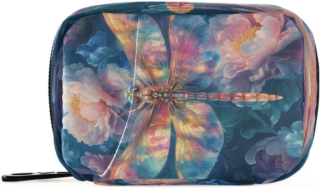 Burbuja Dragonfly blomster Rejsepille Case, Ugentlig Bærbar Pill Box 7 dage Pill Organizer til at holde Medicin Vitamin supplement med lynlås til rejser