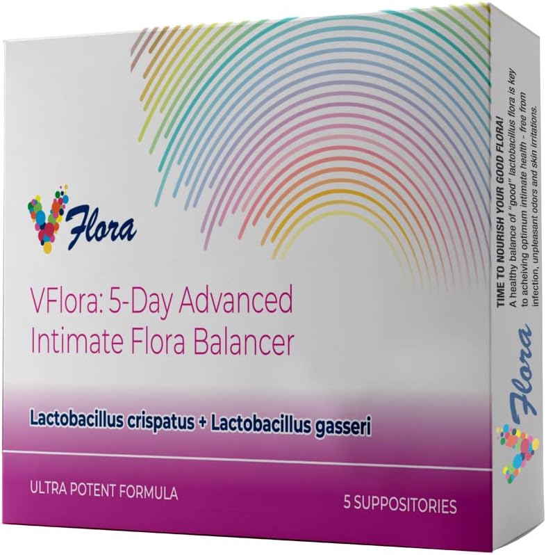 VagiBiom 5- Day Vflora (Lactobacillus crispatus + L. gasseri) til Balance Intimate Flora. Nourish og pleje god Flora for hud sundhed. Ultra Potent 100% Natural Vegan (5 suppositorier)