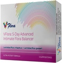 VagiBiom 5- Day Vflora (Lactobacillus crispatus + L. gasseri) til Balance Intimate Flora. Nourish og pleje god Flora for hud sundhed. Ultra Potent 100% Natural Vegan (5 suppositorier)