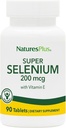 NaturePlus Super Selenium Complex - 200 mcg, 90 Vegetariske tabletter - Essential Mineral Supplement med E-vitamin - fremmer sund thyreoidea - Antioxidant - Gluten- Free - 90 Servere