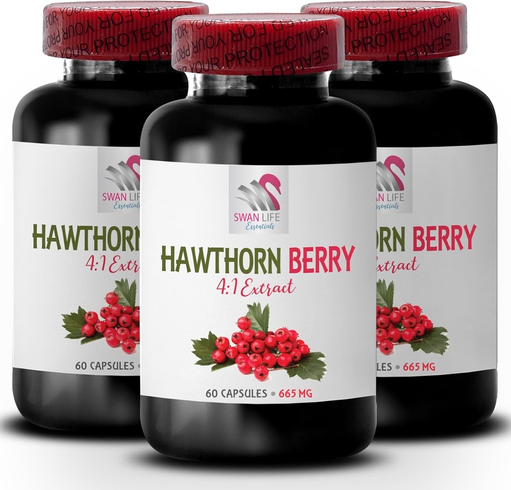 Hawthorn bær ekstrakt kapsler - HAWTHORN BERRIES Extract - bær ekstrakt pulver, antioxidanter supplement til huden, antioxidanter supplement resveratrol, bær ekstrakt supplement 3 Bot 180 Kapsler