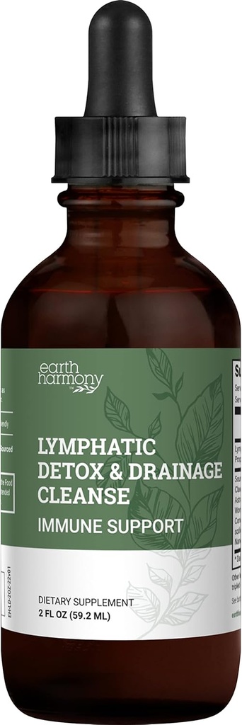 Earth Harmony Lymporous Drainage Drops, Lymph Detox - tillæg med Soursop, Cat 's Claw Bark, Astragalus, Wormwood, Lymph Node Detox, Lymporous Support Cleanse (2 Oz)