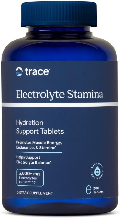Trace Minerals Electrolyte Stamina - Heart Health & Hydration Support - Electrolyte Support Support Muscle Cramp Relief & Endurance - Mineral Supplement med Magnesium - 300 tabletter (50 Servere)