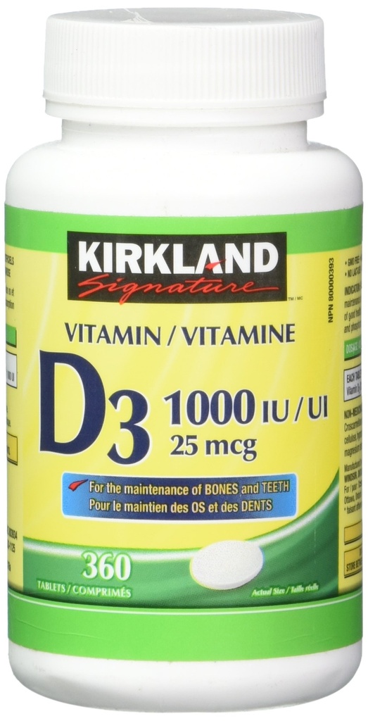 Kirkland Signature Vitamin D3 1000 IE, 360 tabletter