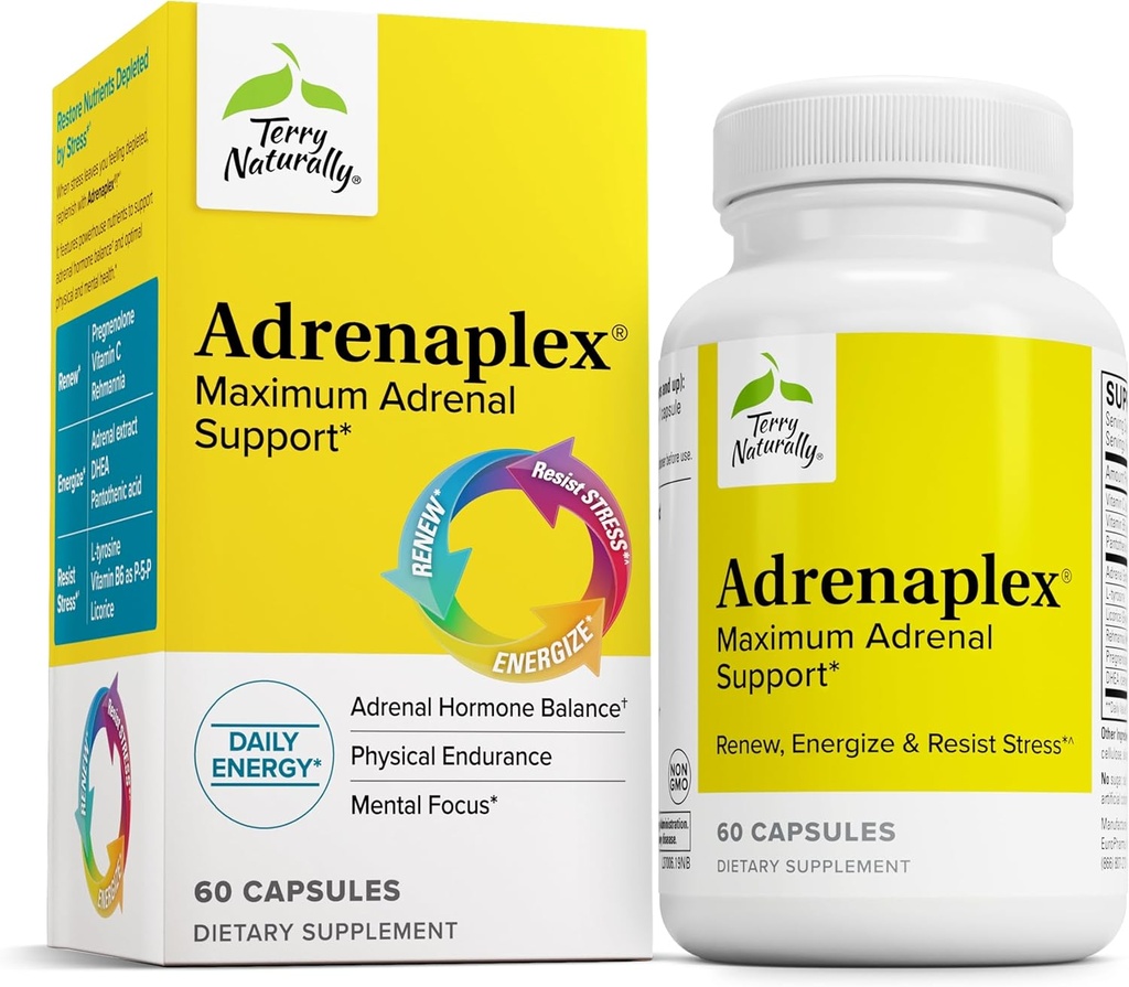 Terry naturligt adrenaplex - Adrenal Gland funktion supplement - Glandulær støtte supplement med vitaminer C & B6 - Kosttilskud til støtte sund adrenal funktion - 60 kapsler