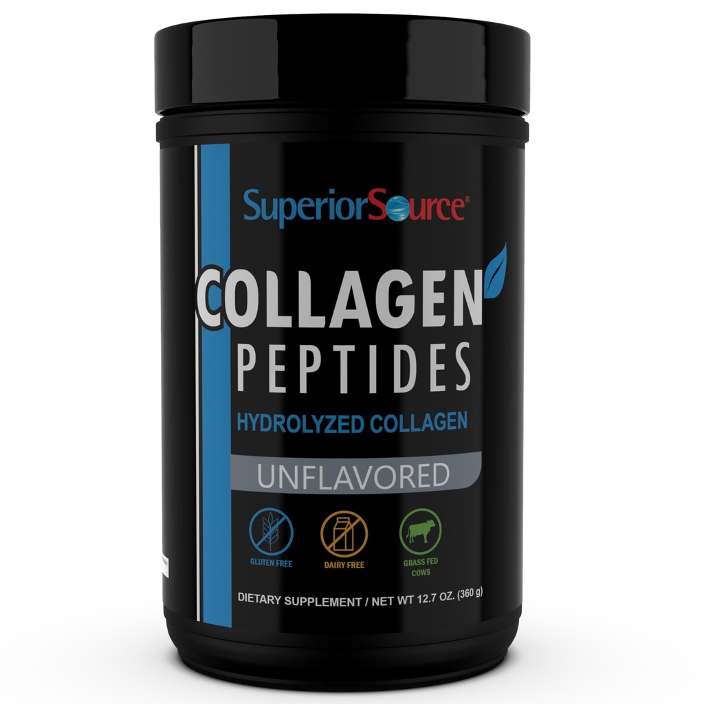 Superior Source Collagen Peptider Hydrolyzed Collagen - fra Grass- Fed Køer - Understøtter sundt hår, hud, negle, Ligaments & Tendons - Gluten- Free & Dairy- Free - Unflavored, 12,7 oz
