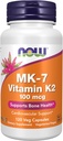 Now Foods Supplements, MK- 7 Vitamin K-2 100 mcg, Cardiovaskulær Support *, Understøtter Bone Health *, 120 Veg kapsler