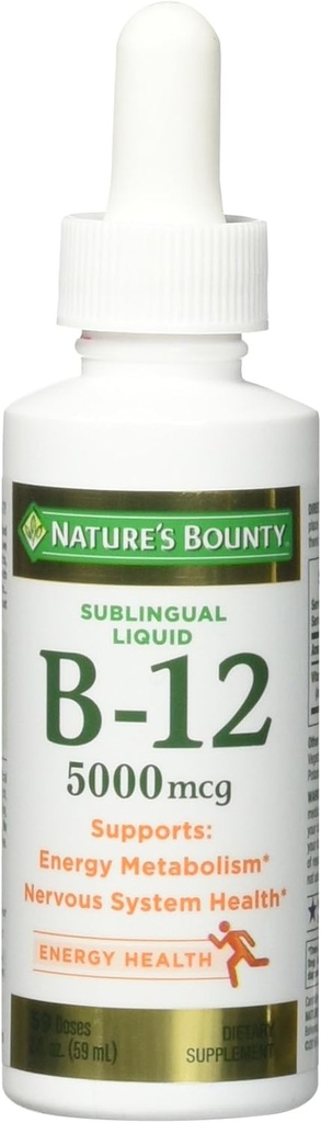 Nature 's Bounty B- 12 5000 mcg Sublingual Liquid Energy Health 2 oz (pakke med 5)