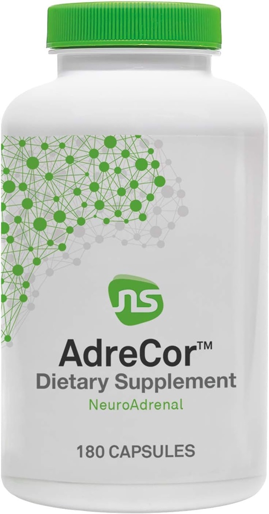 NeuroScience AdreCor - Adrenal Support & Energy Supplement med Rhodiola Rosea, Vitamin B6 & Green Tea Extract - Hjælper med at reducere træthed & hjerne tåge, fremmer Mood & Stress Management (180 kapsler)