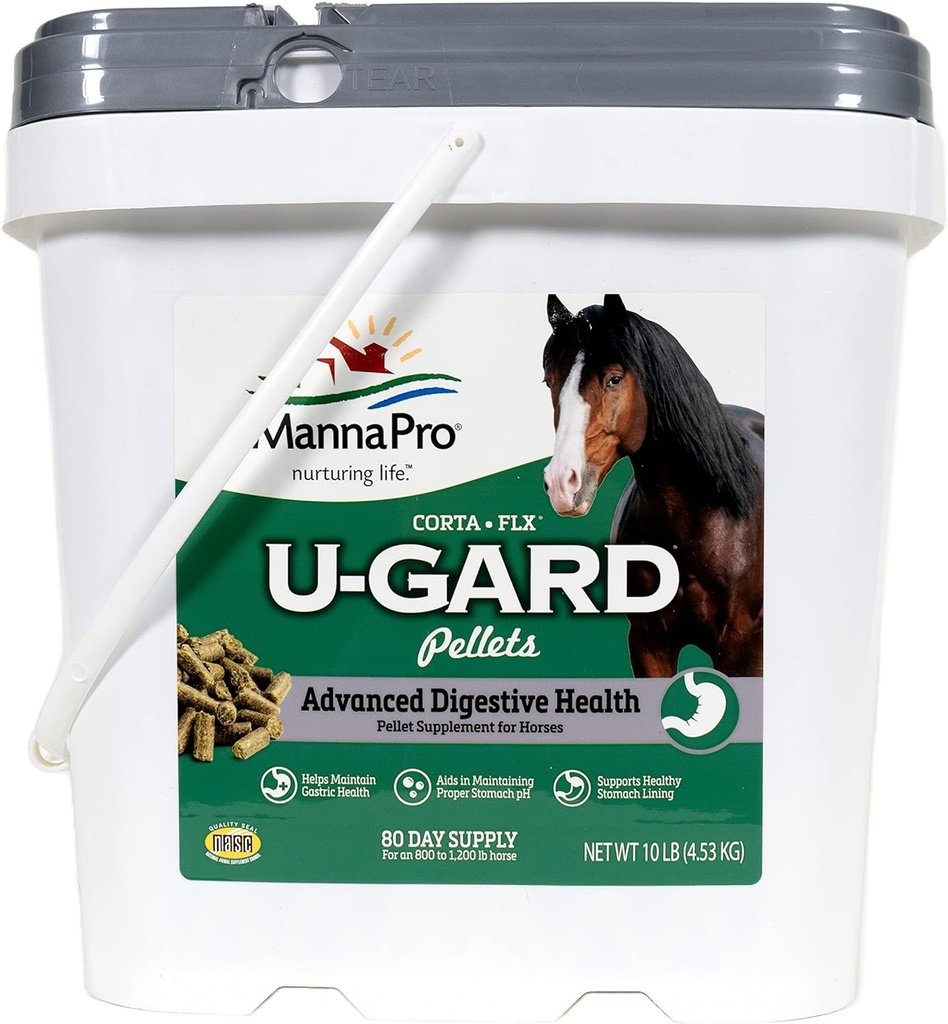 Corta- Flx U- Gard Pellets - Equine fordøjelsestillæg til opretholdelse af gastrisk sundhed - Hjælper Prevent Ulcer Formation - 10 LB