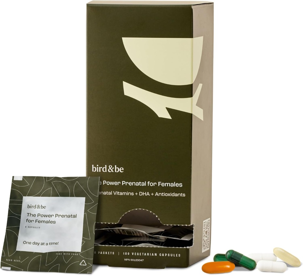 fugl & være Power Prenatal for kvinder - Fertility Support med Algae Oil DHA (Omega-3), CoQ10 og N-Acetyl Cysteine - 30-Day Supply