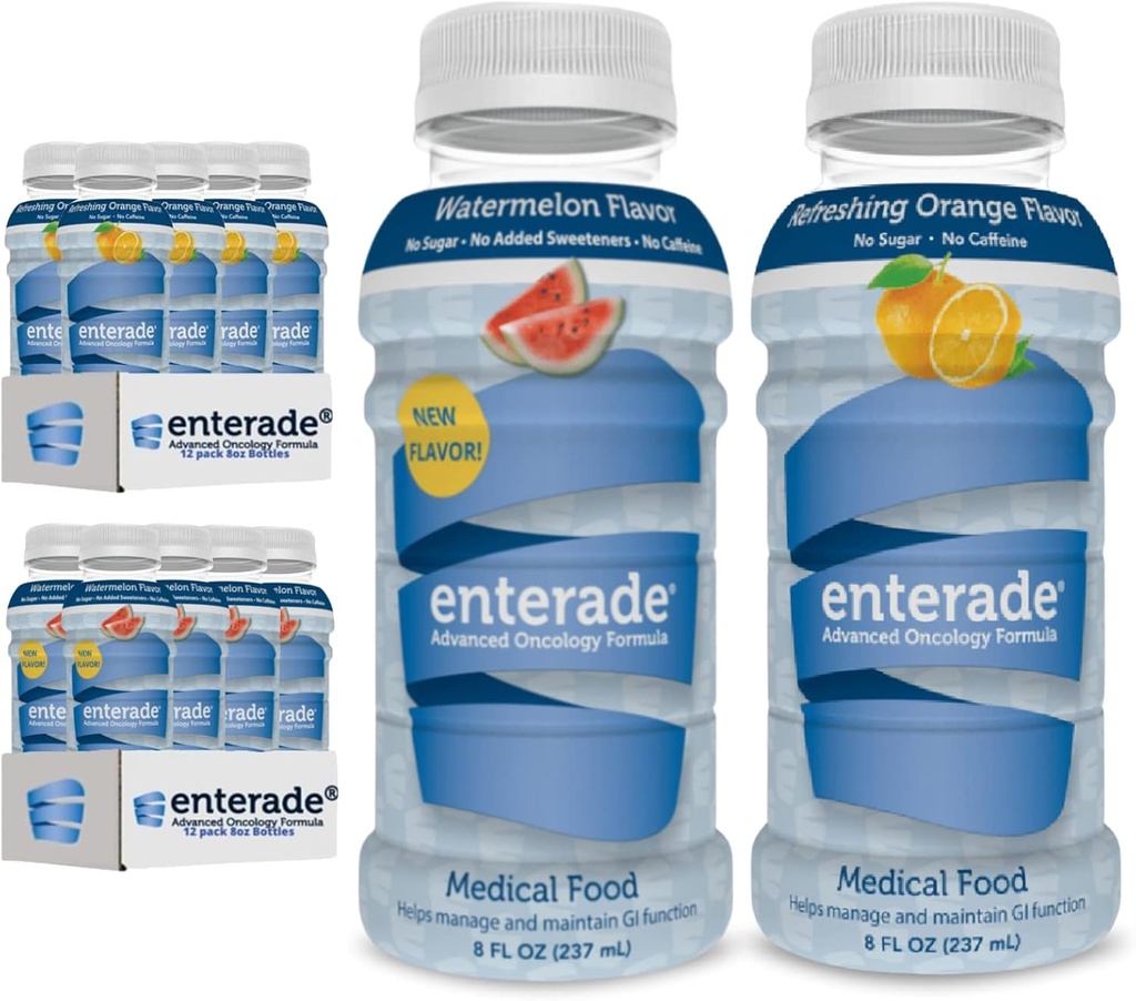 enterade AO 24 Flasker Orange og Watermelon Bundle, specielt Formuleret til at reducere behandling GI bivirkninger, 8oz Orange (1 pakke med 12) + 8oz Watermelon (1 pakke med 12)