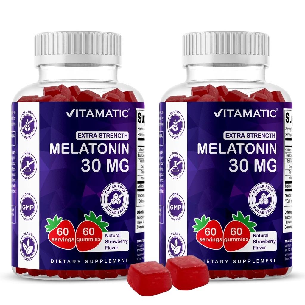 Vitamatisk sukker fri Melatonin 30mg per gumme - 60 Servering - 60 vegetariske gummier - ikke-Habit Forming Supplement (60 greve (pakke med 2))